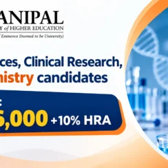 Advertisement for Life Sciences, Clinical Research, Biochemistry candidates at MAHE