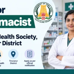 Job for Pharmacist at District Health Society, Tiruvarur District