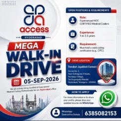 GPQ Access Mega Walk-In Hyderabad | HCC Certified Medical Coder | 1-2.5 Years | 05 Sep