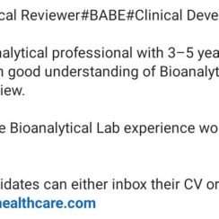 Bioanalytical Reviewer Job | BA/BE Studies | 3-5 Years | Biomatrix Healthcare