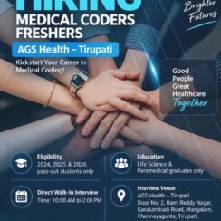 AGS Health Walk-In Tirupati | Medical Coder Freshers | Life Science Graduates | 2024-2026 AGS Health Walk-In Tirupati | Medical Coder Freshers | Life Science Graduates | 2024-2026