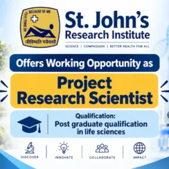 St. John’s Research Institute Offers Working Opportunity as Project Research Scientist