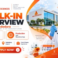 Walk-in Interview for ADL, R&D & Production Jobs in Vadodara | Pharma Careers at Ami Lifesciences