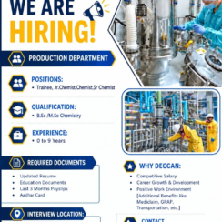 Deccan Fine Chemicals Walk-In Interview on 25th October 2026 for Production Department
