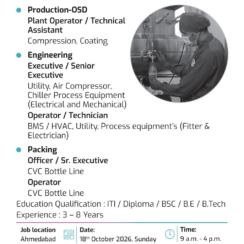 Zydus Lifesciences Walk-In Interview on 18th October 2026 for Production, Engineering and Packing Departments