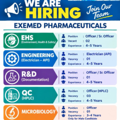 Exemed Pharmaceuticals Jobs in Vadodara – Officer and Engineer Vacancies