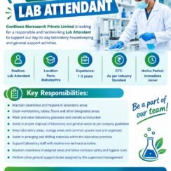GenBiosis Bioresearch Lab Attendant Pune 1-3Y Immediate Joiner
