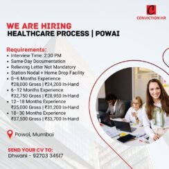 Conviction HR Hiring Powai Mumbai | Healthcare Process | 0-30 Months Experience
