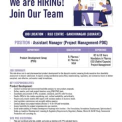 Torrent Pharma Hiring Gandhinagar | Assistant Manager Project Management PDG | 3-8 Years
