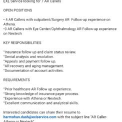 EXL Service Hiring 7 AR Callers Athena Nextech