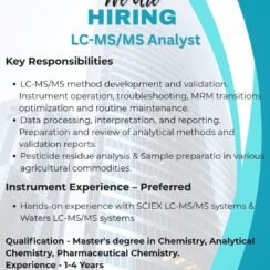 Ross Lifescience Hiring Pune | LC-MS/MS Analyst | M.Sc Chemistry | 1-4 Years