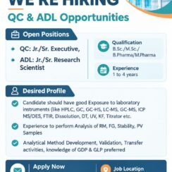 Wave Analytical Labs Hiring Ahmedabad | QC & ADL Executive Research Scientist | 1-4 Years
