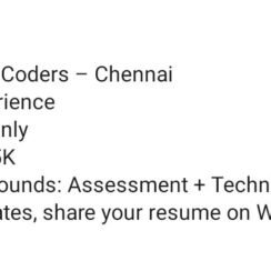 E/M IP/OP Coder Job Chennai | Certified | 1+ Year | Budget ₹50K-₹55K E/M IP/OP Coder Job Chennai | Certified | 1+ Year | Budget ₹50K-₹55K