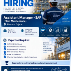BASF Hiring for Assistant Manager SAP Plant Maintenance Vacancy in Bharuch